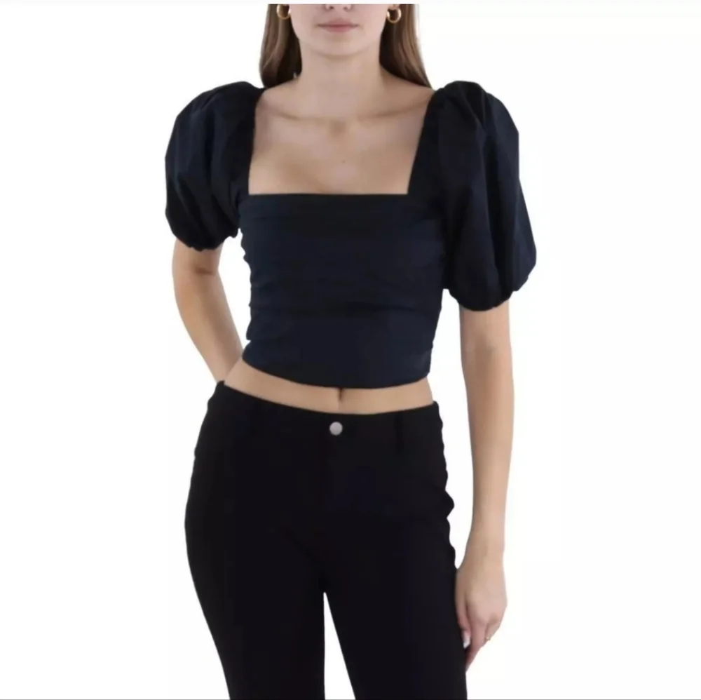 Abercrombie & Fitch Black Puff Sleeve Top Size Small